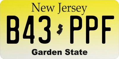 NJ license plate B43PPF