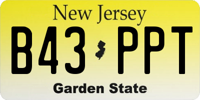 NJ license plate B43PPT
