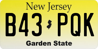 NJ license plate B43PQK