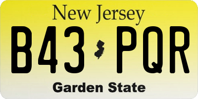 NJ license plate B43PQR