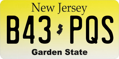 NJ license plate B43PQS