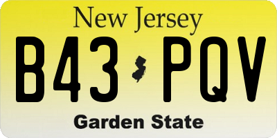 NJ license plate B43PQV