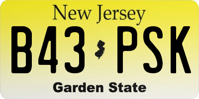 NJ license plate B43PSK