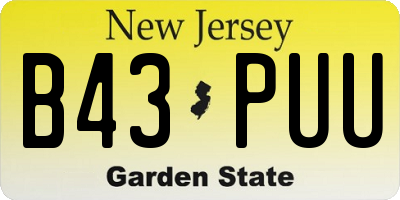 NJ license plate B43PUU