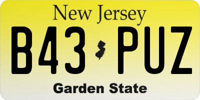 NJ license plate B43PUZ