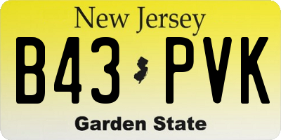 NJ license plate B43PVK