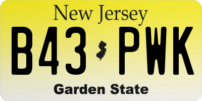 NJ license plate B43PWK