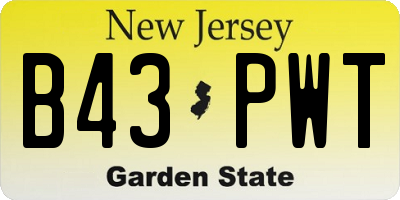 NJ license plate B43PWT