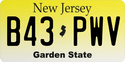 NJ license plate B43PWV