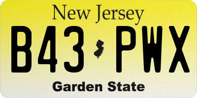 NJ license plate B43PWX