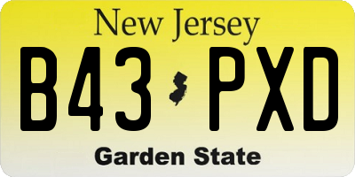 NJ license plate B43PXD