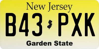 NJ license plate B43PXK