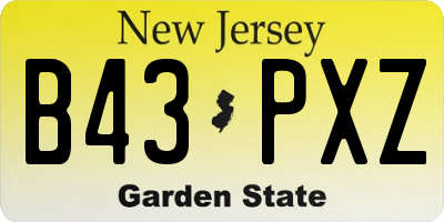 NJ license plate B43PXZ