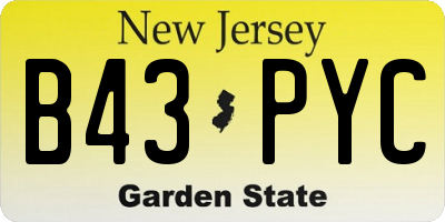 NJ license plate B43PYC