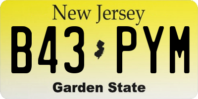 NJ license plate B43PYM
