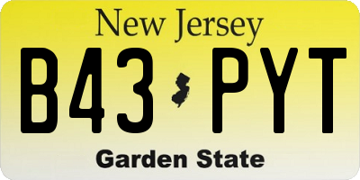 NJ license plate B43PYT