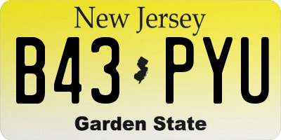 NJ license plate B43PYU