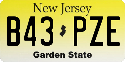 NJ license plate B43PZE