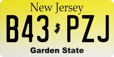 NJ license plate B43PZJ