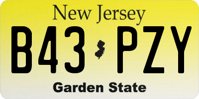 NJ license plate B43PZY
