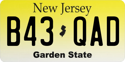 NJ license plate B43QAD