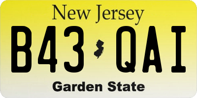 NJ license plate B43QAI