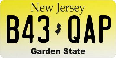 NJ license plate B43QAP