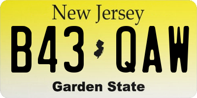 NJ license plate B43QAW
