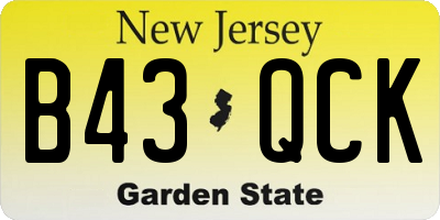 NJ license plate B43QCK