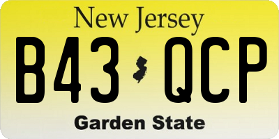 NJ license plate B43QCP