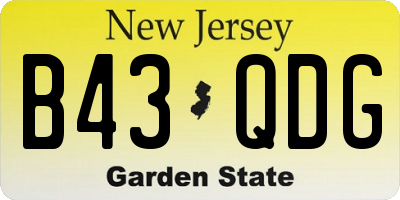 NJ license plate B43QDG