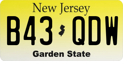 NJ license plate B43QDW