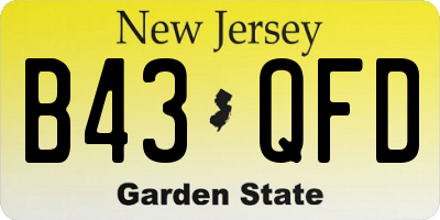 NJ license plate B43QFD