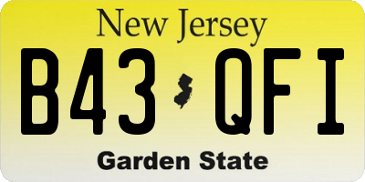 NJ license plate B43QFI