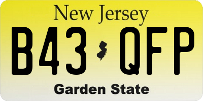 NJ license plate B43QFP