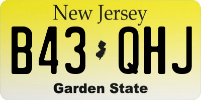 NJ license plate B43QHJ