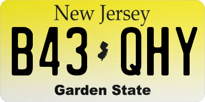 NJ license plate B43QHY