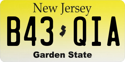 NJ license plate B43QIA