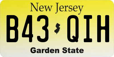 NJ license plate B43QIH