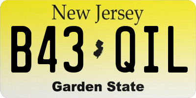 NJ license plate B43QIL