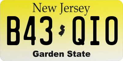 NJ license plate B43QIO