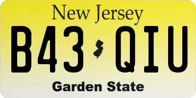 NJ license plate B43QIU