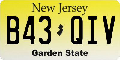 NJ license plate B43QIV