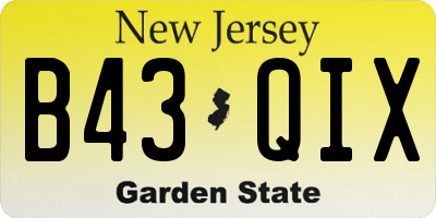 NJ license plate B43QIX