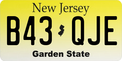 NJ license plate B43QJE