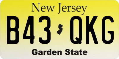 NJ license plate B43QKG