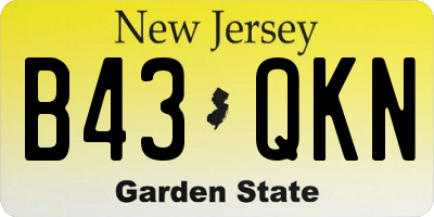 NJ license plate B43QKN