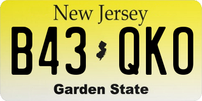NJ license plate B43QKO