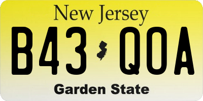 NJ license plate B43QOA