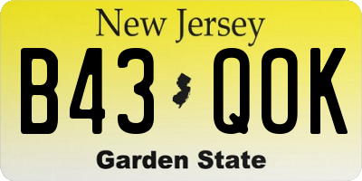 NJ license plate B43QOK